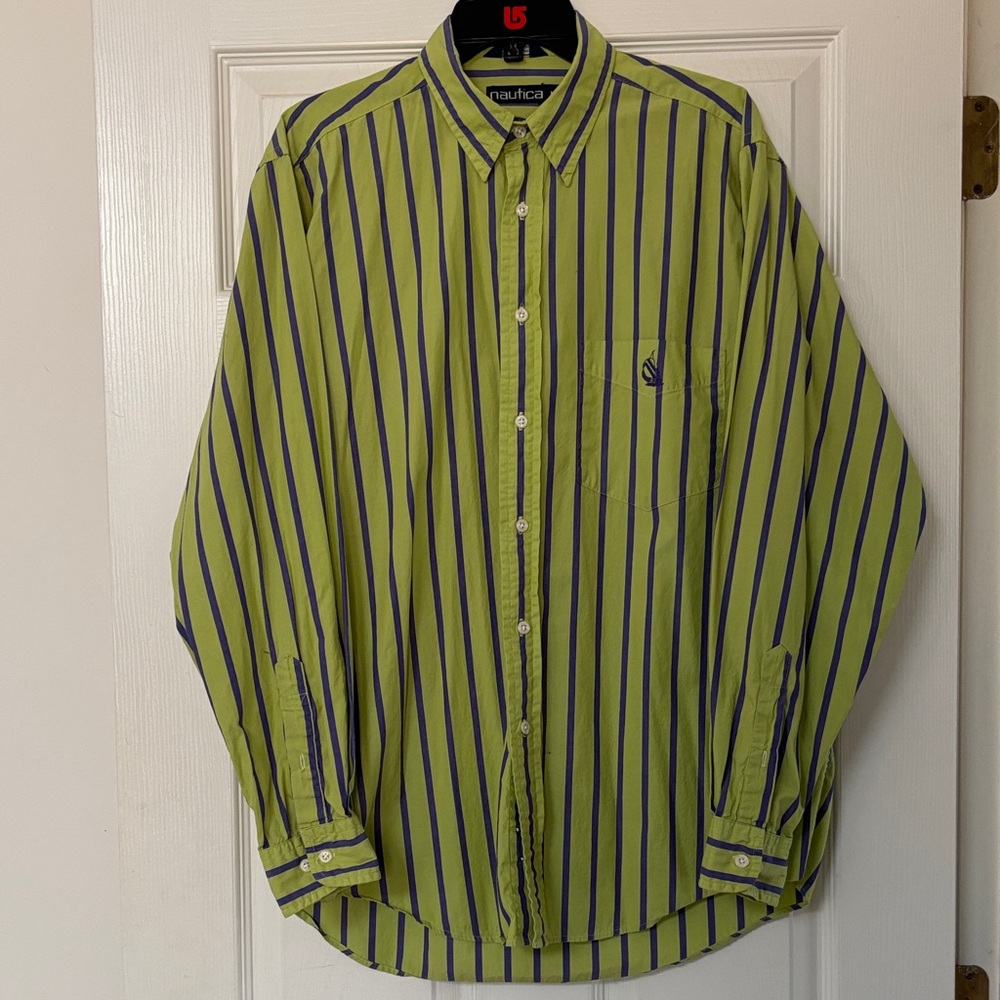 Nautica Men's Long-Sleeve, Button-Down, Striped Shirt, Size M/M